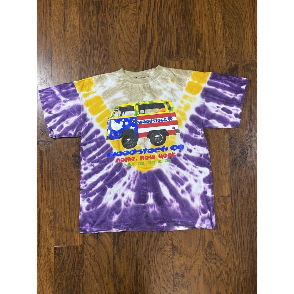 Vintage Woodstock 99 Tie Dye T-Shirt XL‎ PolyGram 30 Years Peace Music Van Tee